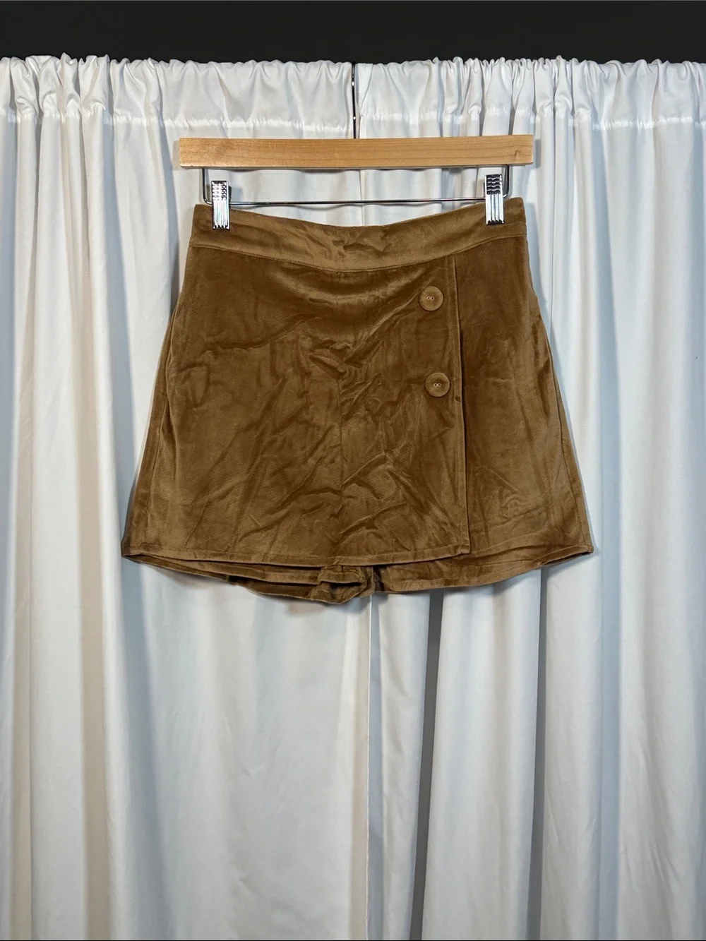Promesa Tan Velvet Wrap Skort